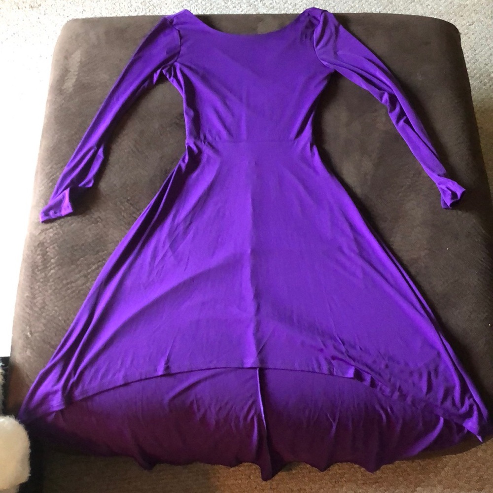 Purple high low open back dress